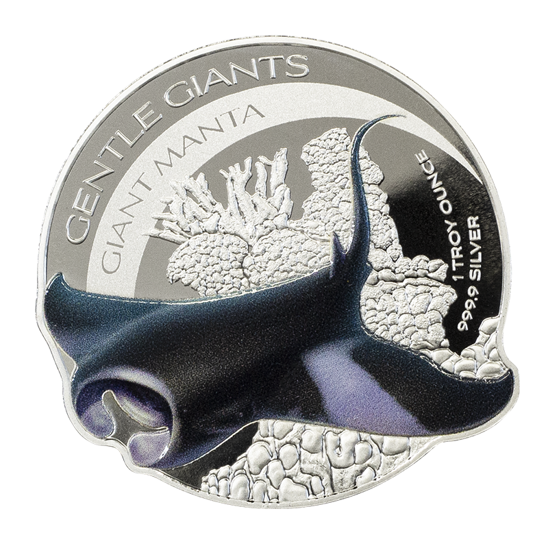 Image for 1 oz Silver Giant Manta Coin - Gentle Giants from TD Precious Metals
